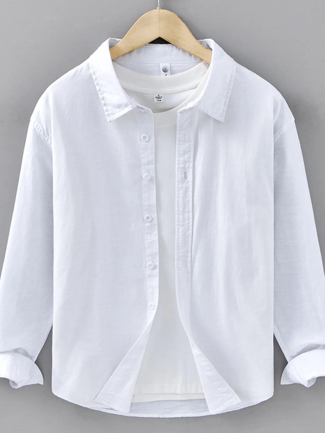 Men's Plus Size Button Up Long Sleeve Shirt - cas7m