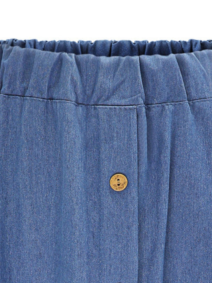 Full Size Button-Front Denim A-Line Skirt Plus Size - cas7m