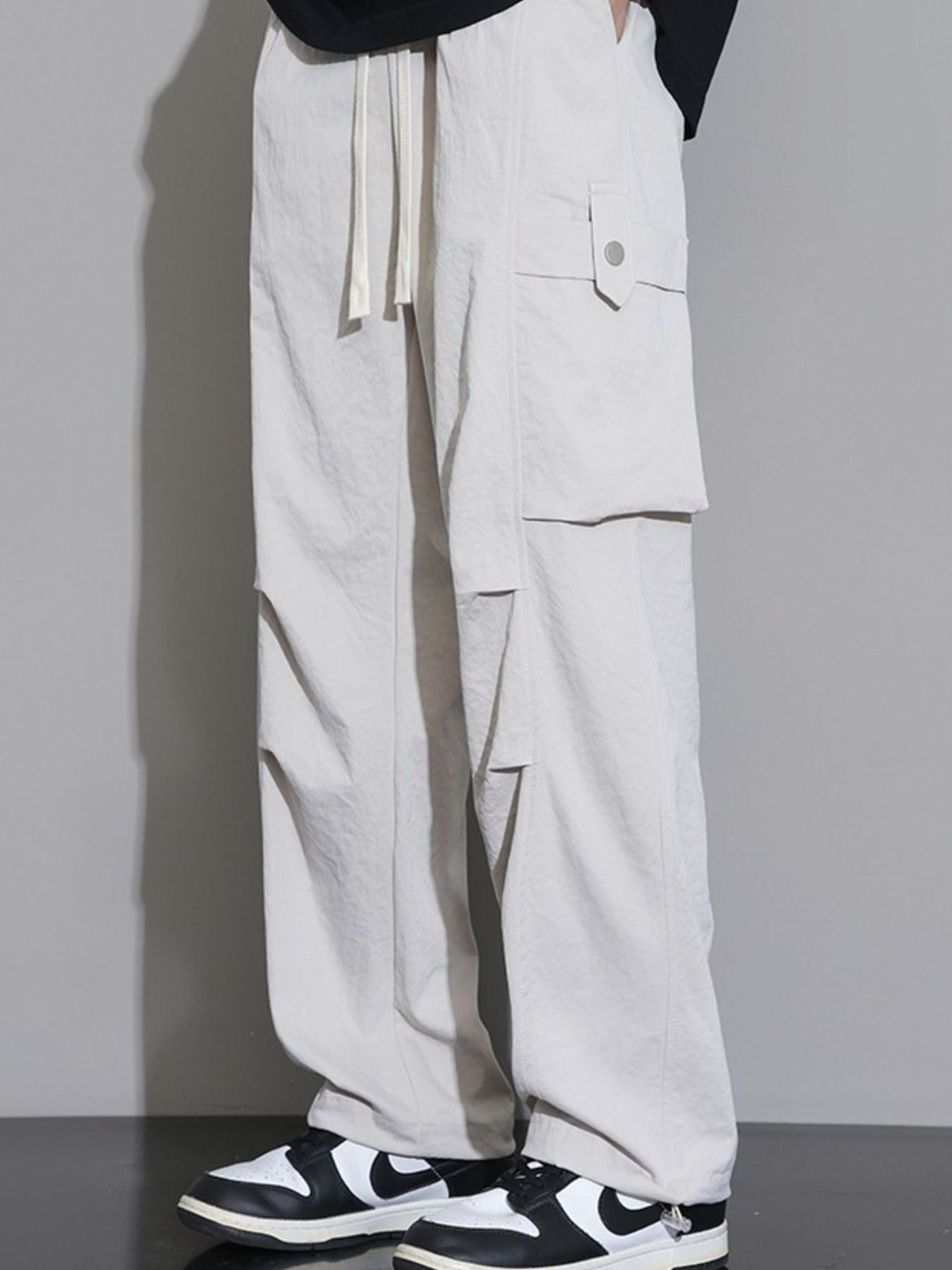 Men's Plus Size Relaxed Fit Cargo Pants with Drawstring - cas7m
