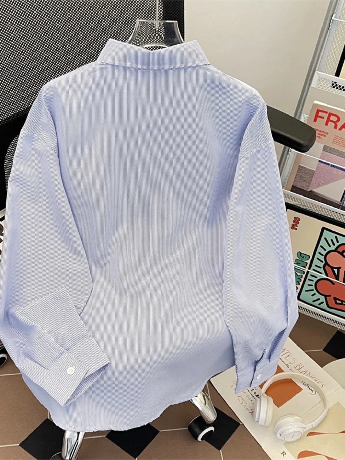 Men's Plus Size Button Up Long Sleeve Shirt - cas7m
