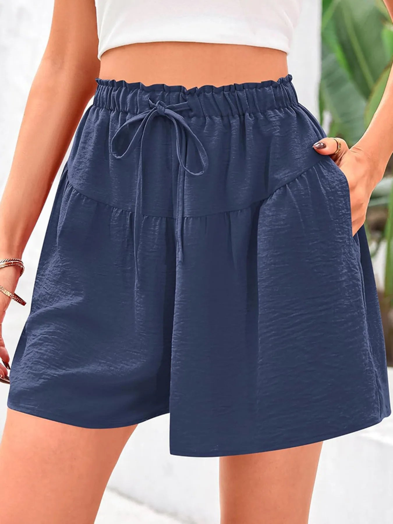 Full Size Casual Drawstring High Waist Relaxed Shorts Plus Size - cas7m