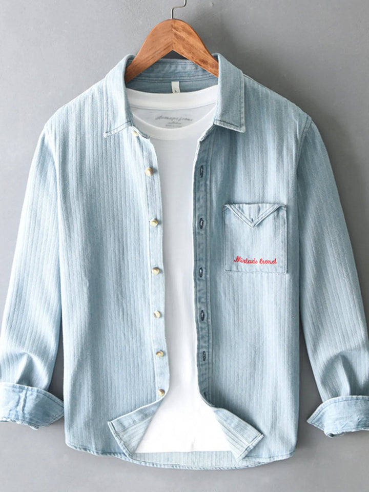 Men's Plus Size Button Up Long Sleeve Shirt - cas7m