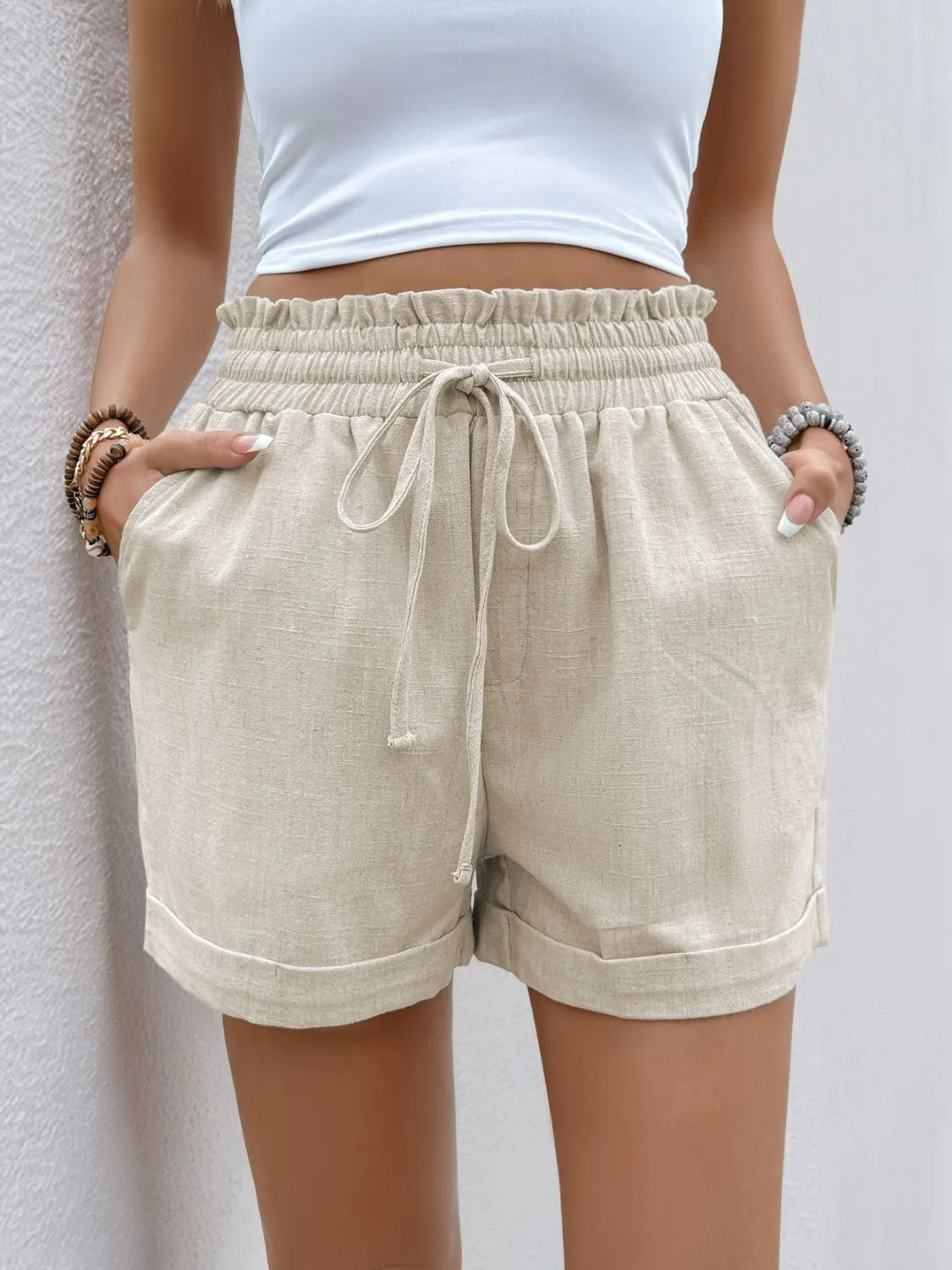 Frill Drawstring Shorts - cas7m