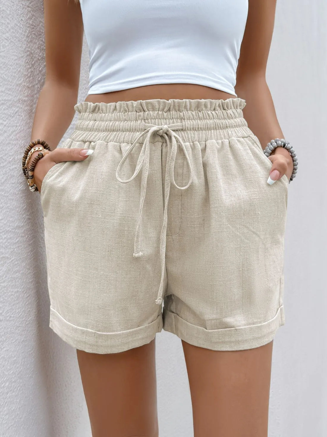 Frill Drawstring Shorts - cas7m
