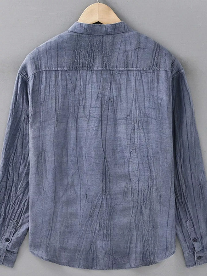 Men's Plus Size Button Up Long Sleeve Shirt - cas7m