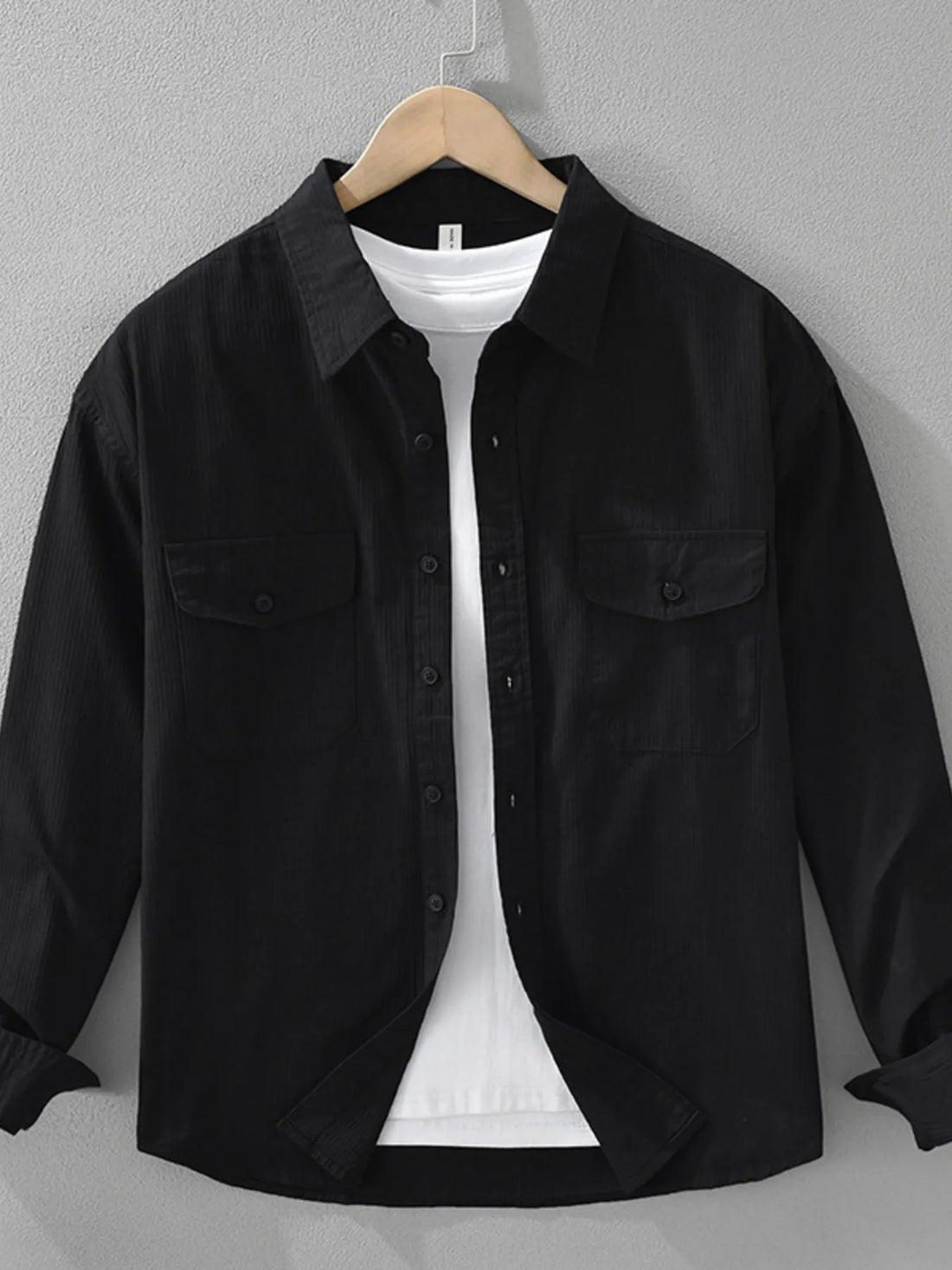 Men's Plus Size Button Up Long Sleeve Shirt - cas7m
