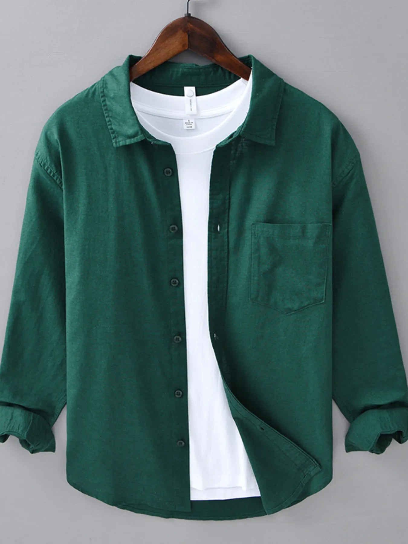 Men's Plus Size Button Up Long Sleeve Shirt - cas7m