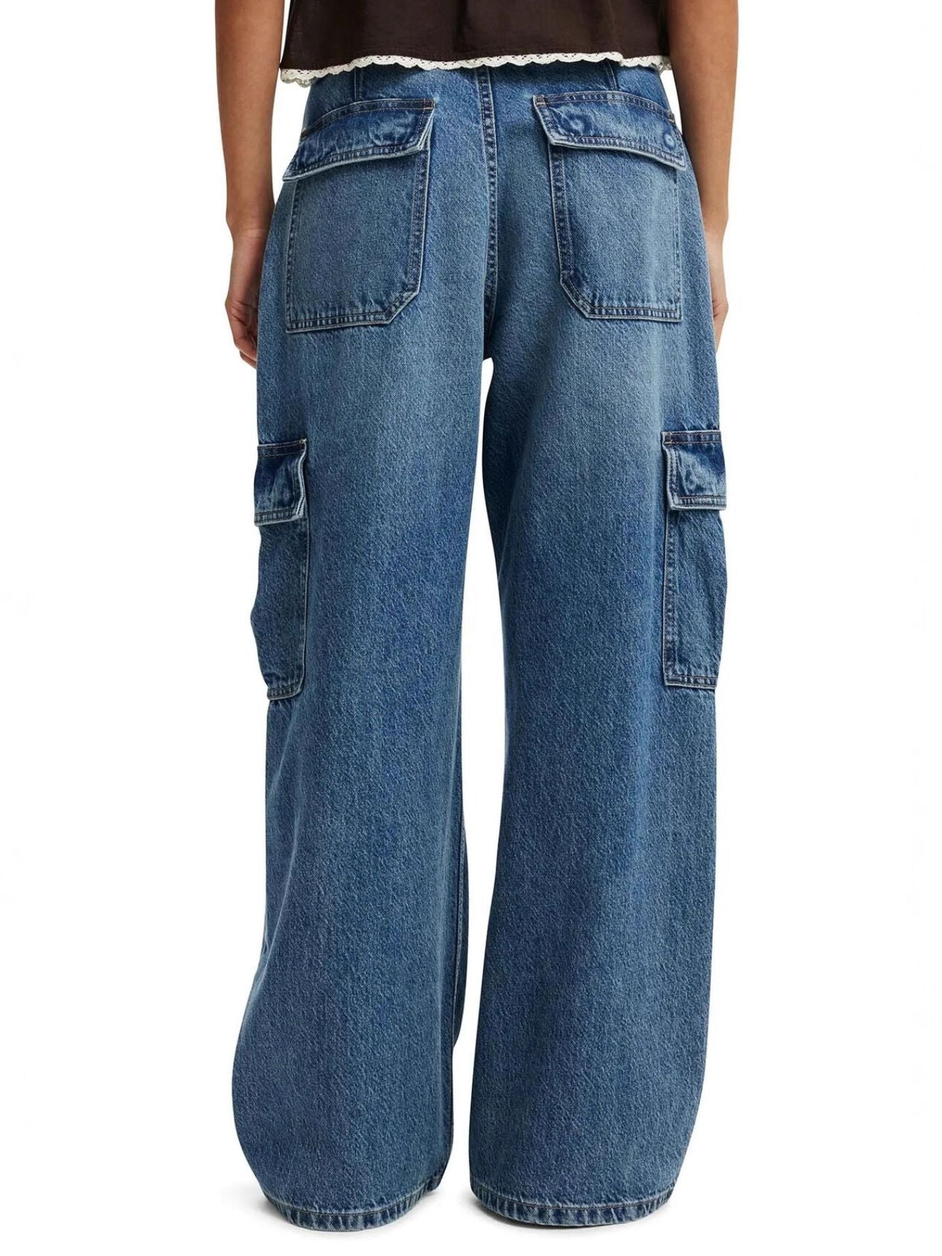 Wide Leg Cargo Jeans - cas7m