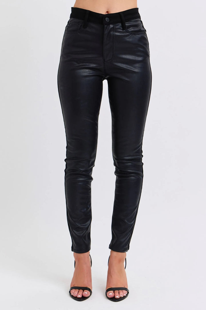 Judy Blue Plus Size HW Faux Leather Skinny Pants - cas7m