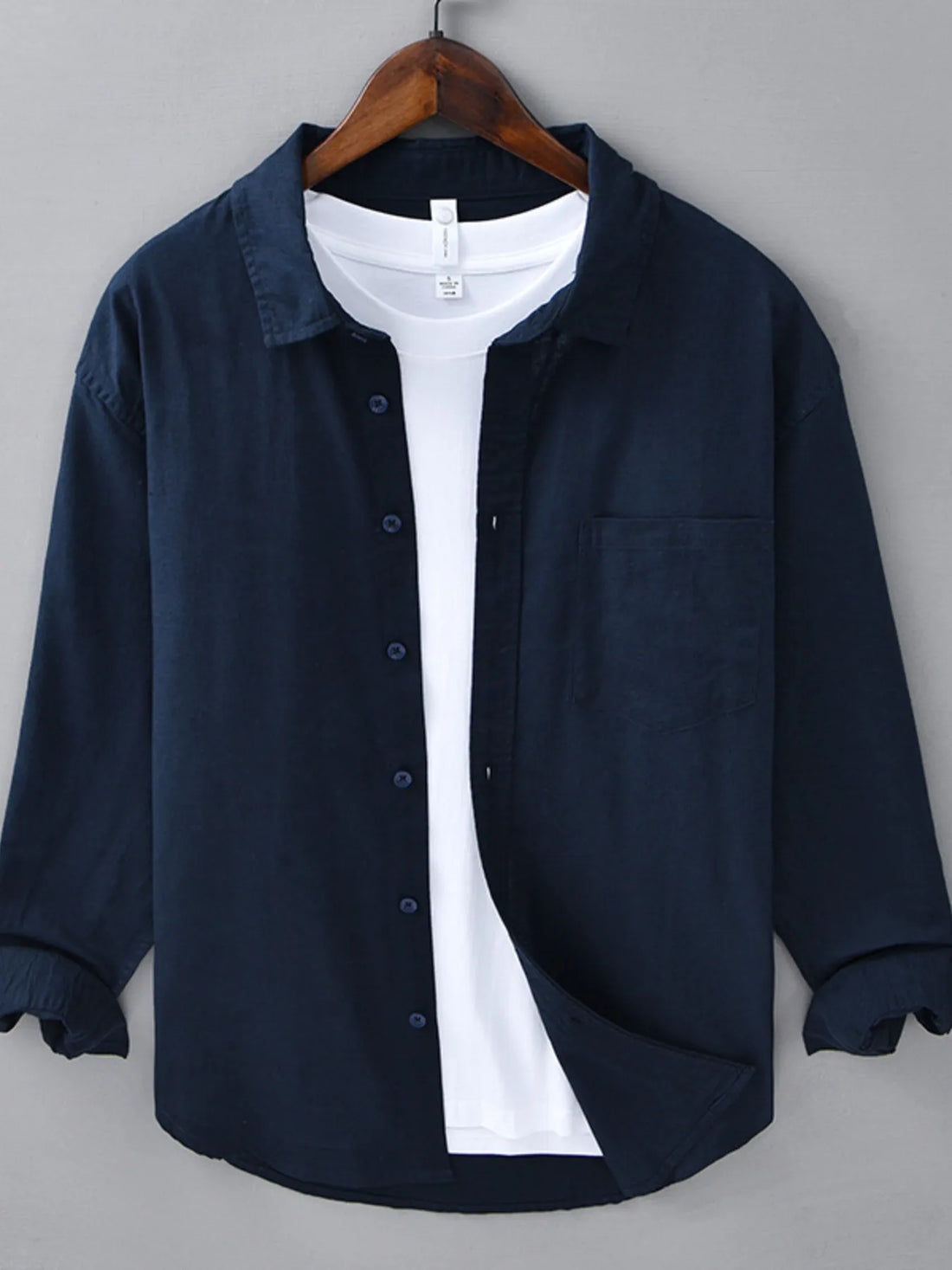 Men's Plus Size Button Up Long Sleeve Shirt - cas7m