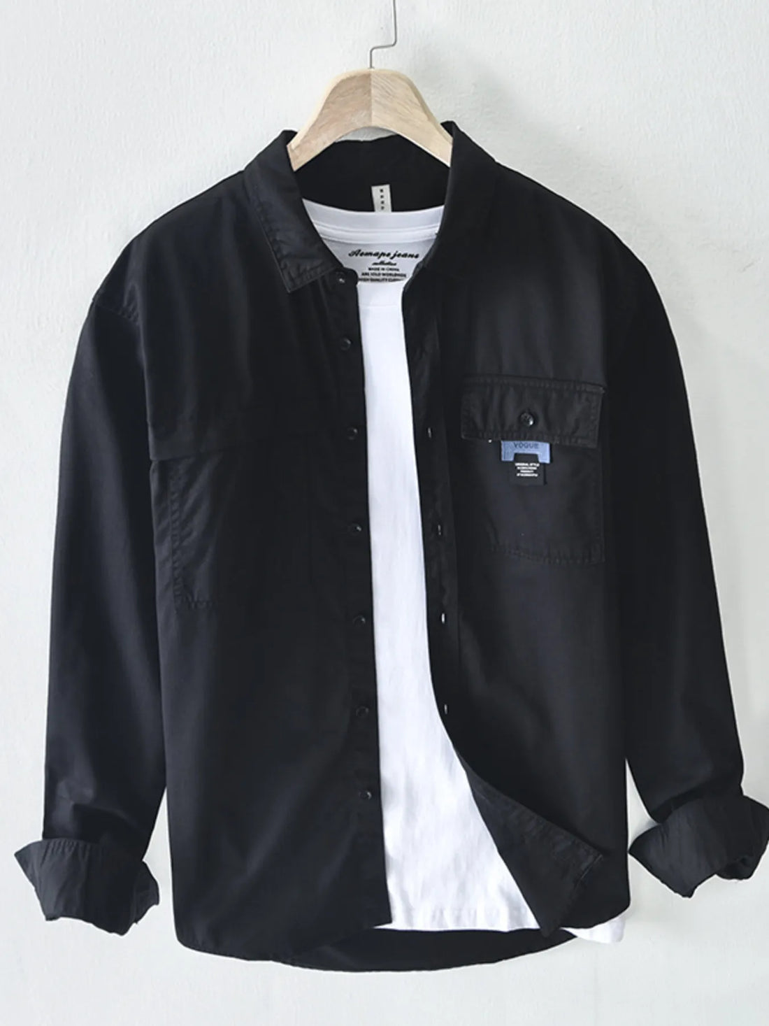 Men's Plus Size Button Up Long Sleeve Shirt - cas7m
