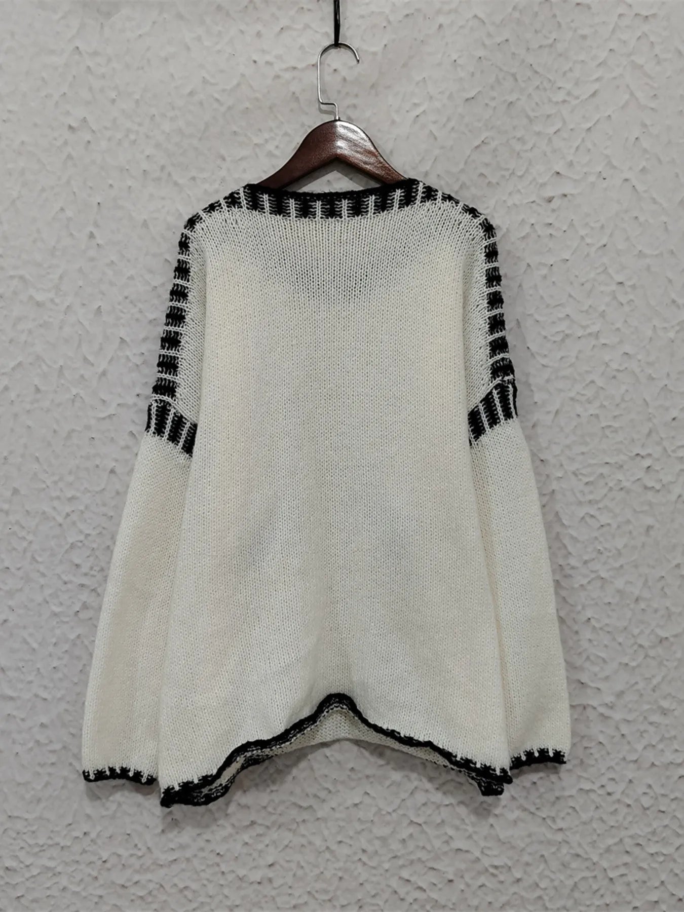 Contrast Trim Oversized Sweater - cas7m