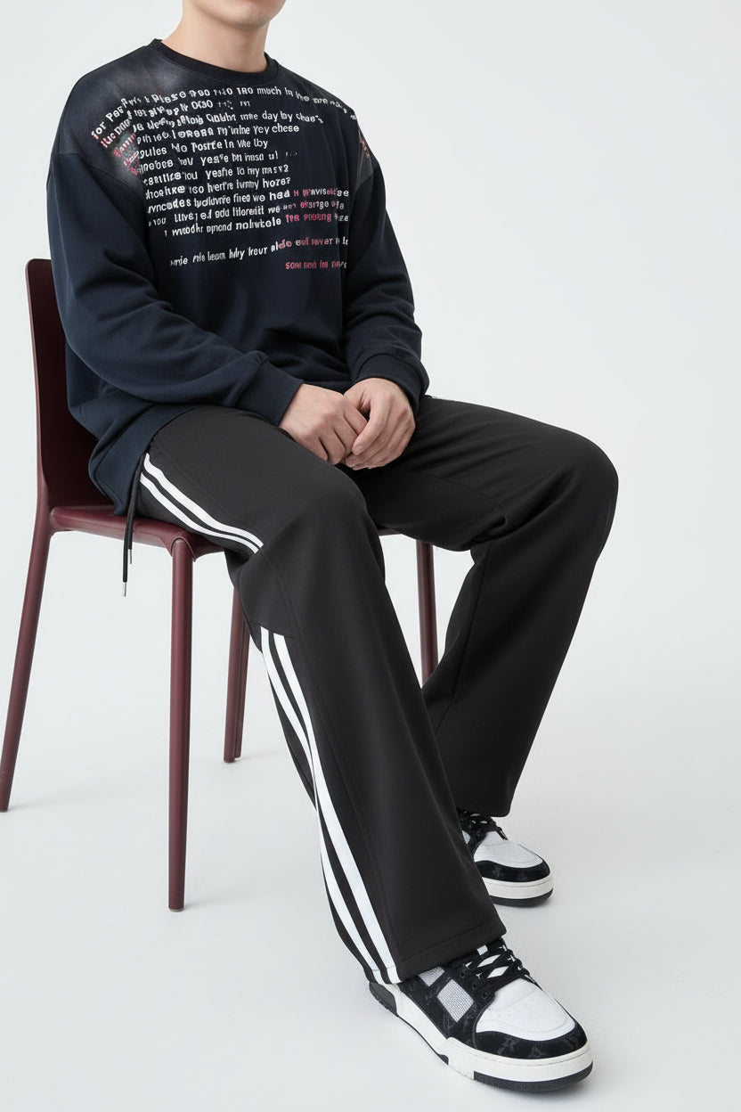 Men's Plus Size Striped Wide-Leg Casual Pants - cas7m