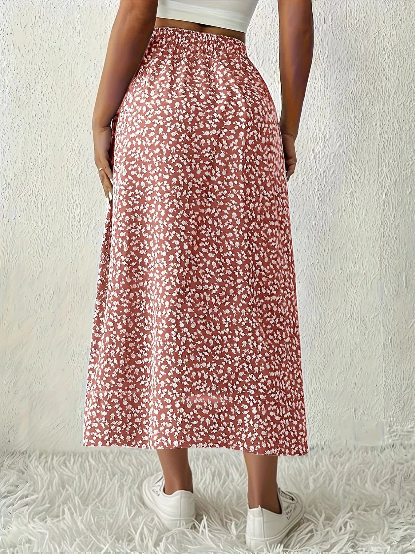 Slit Printed Skirt - cas7m