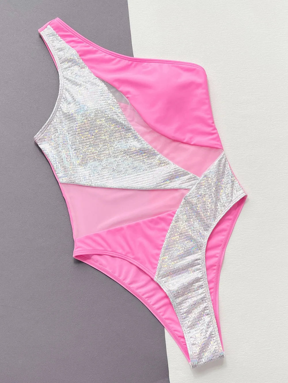 Contrast Panel One-Piece Swimsuit - cas7m