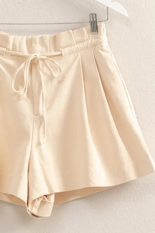 HYFVE High-Waisted Washed Twill Paperbag Shorts - cas7m