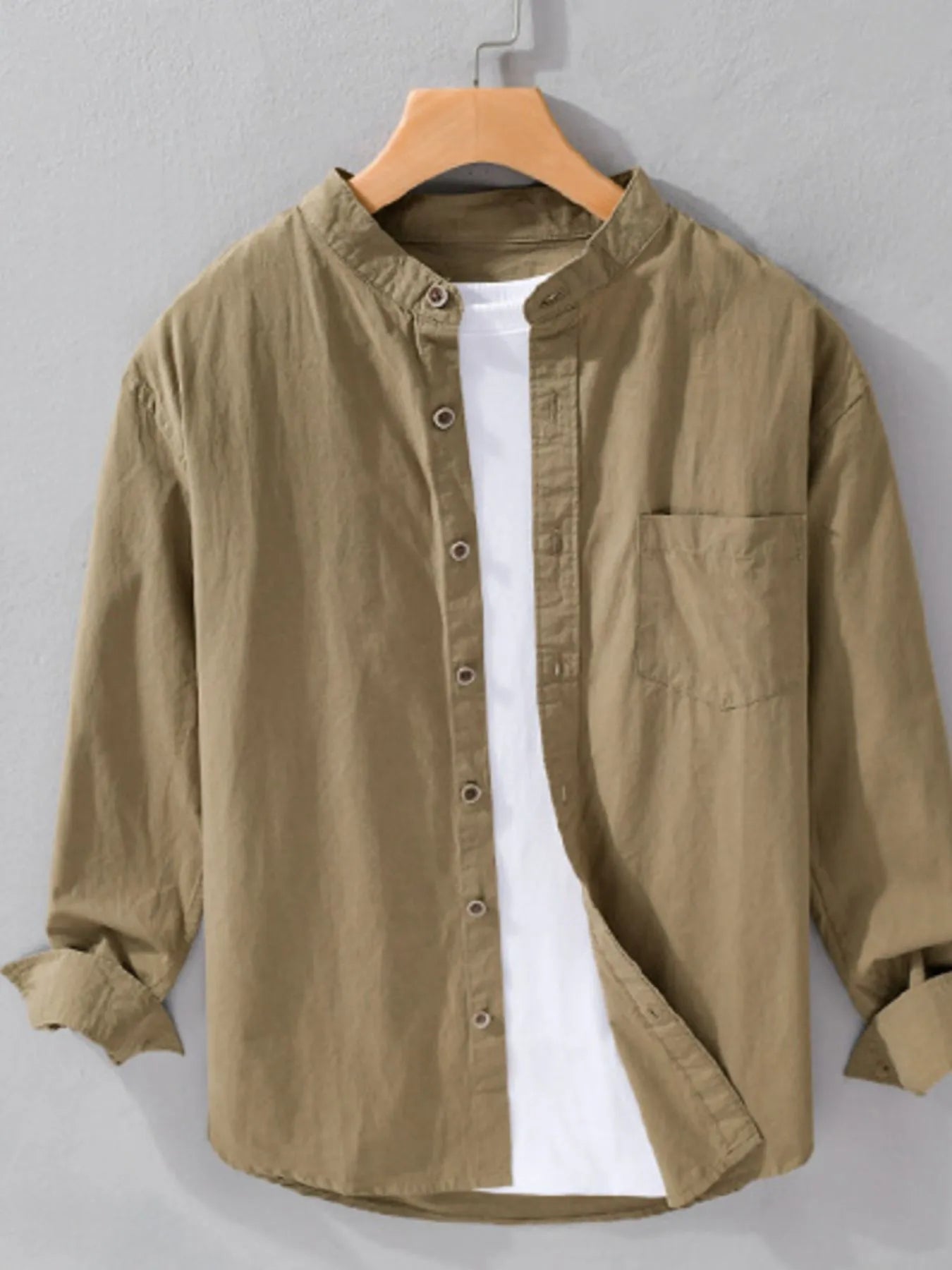 Men's Plus Size Button Up Long Sleeve Shirt - cas7m