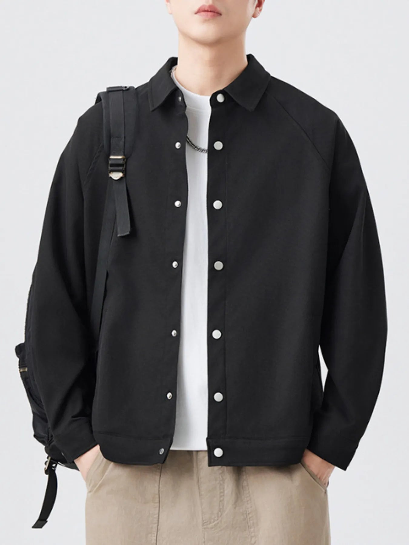 Men's Plus Size Button Up Long Sleeve Shirt - cas7m
