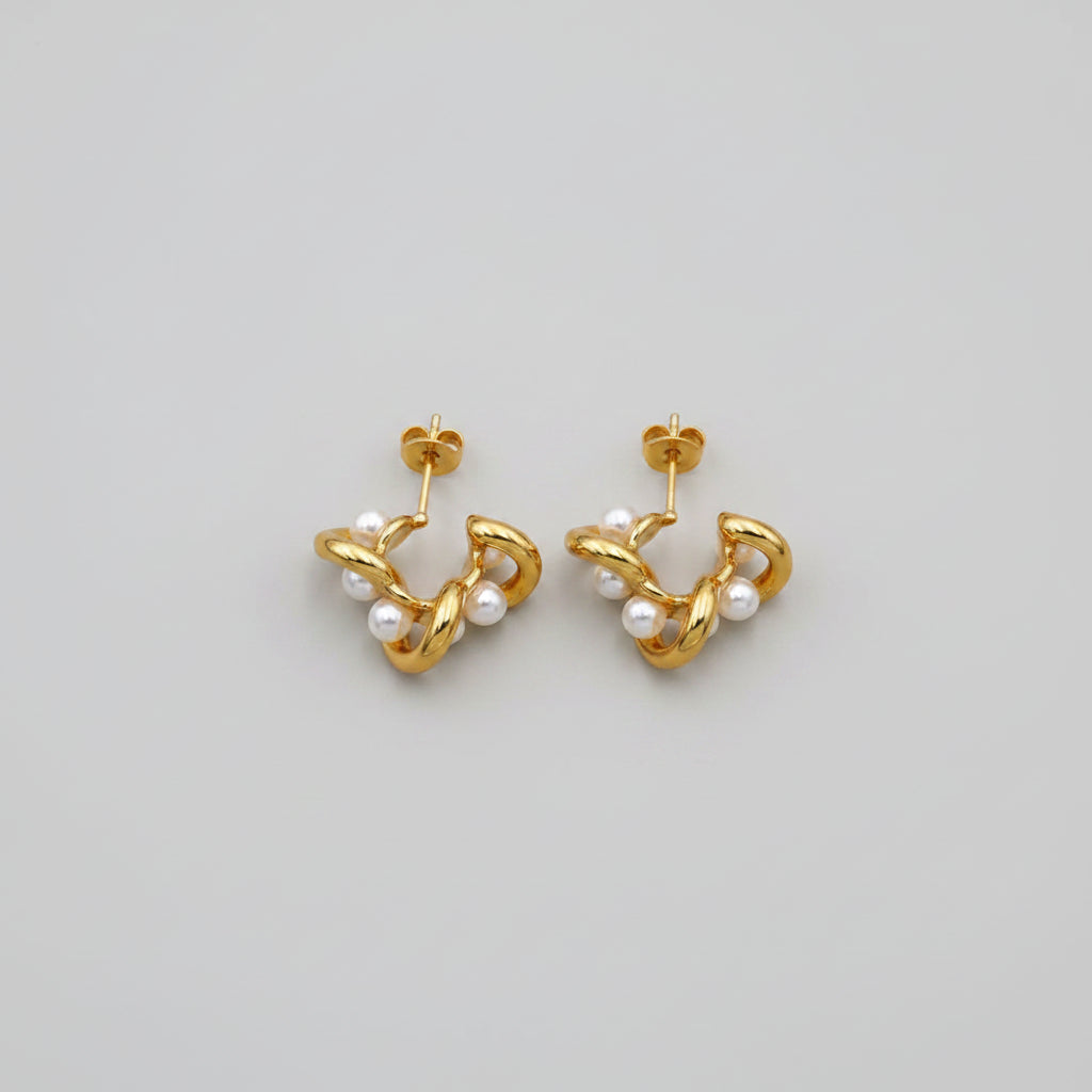 18K Gold-Plated Pearl Earrings - cas7m