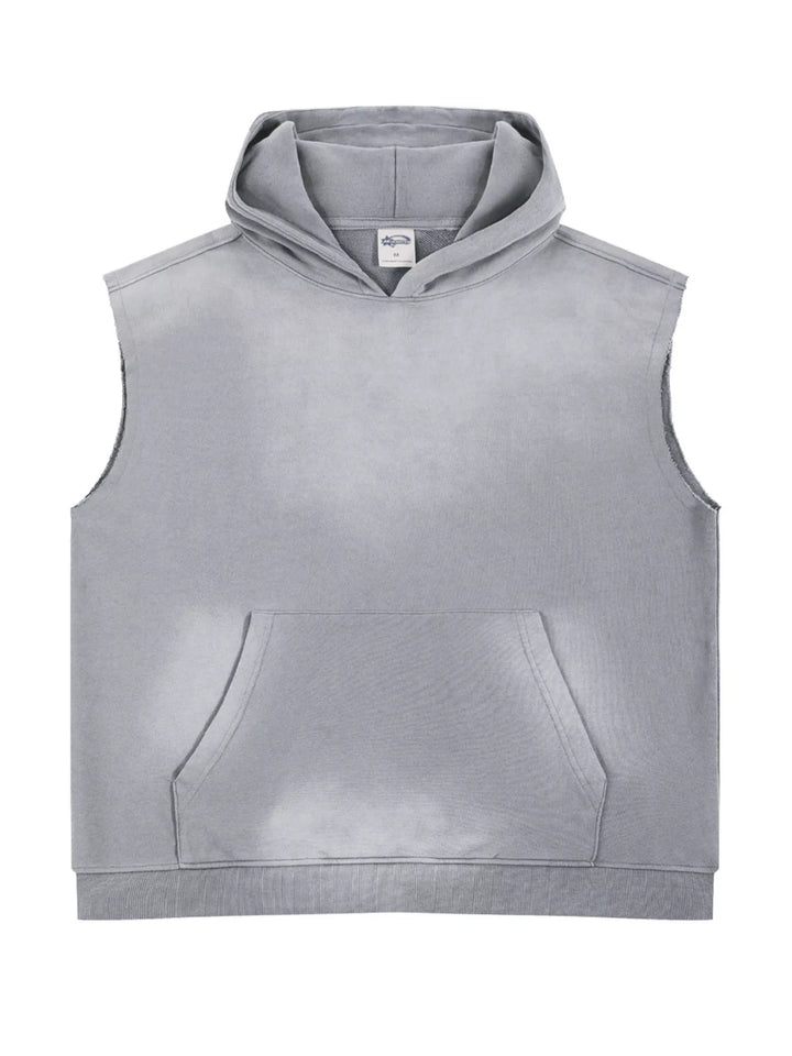 Men's Casual Kangaroo Pocket Hooded Tank - cas7m