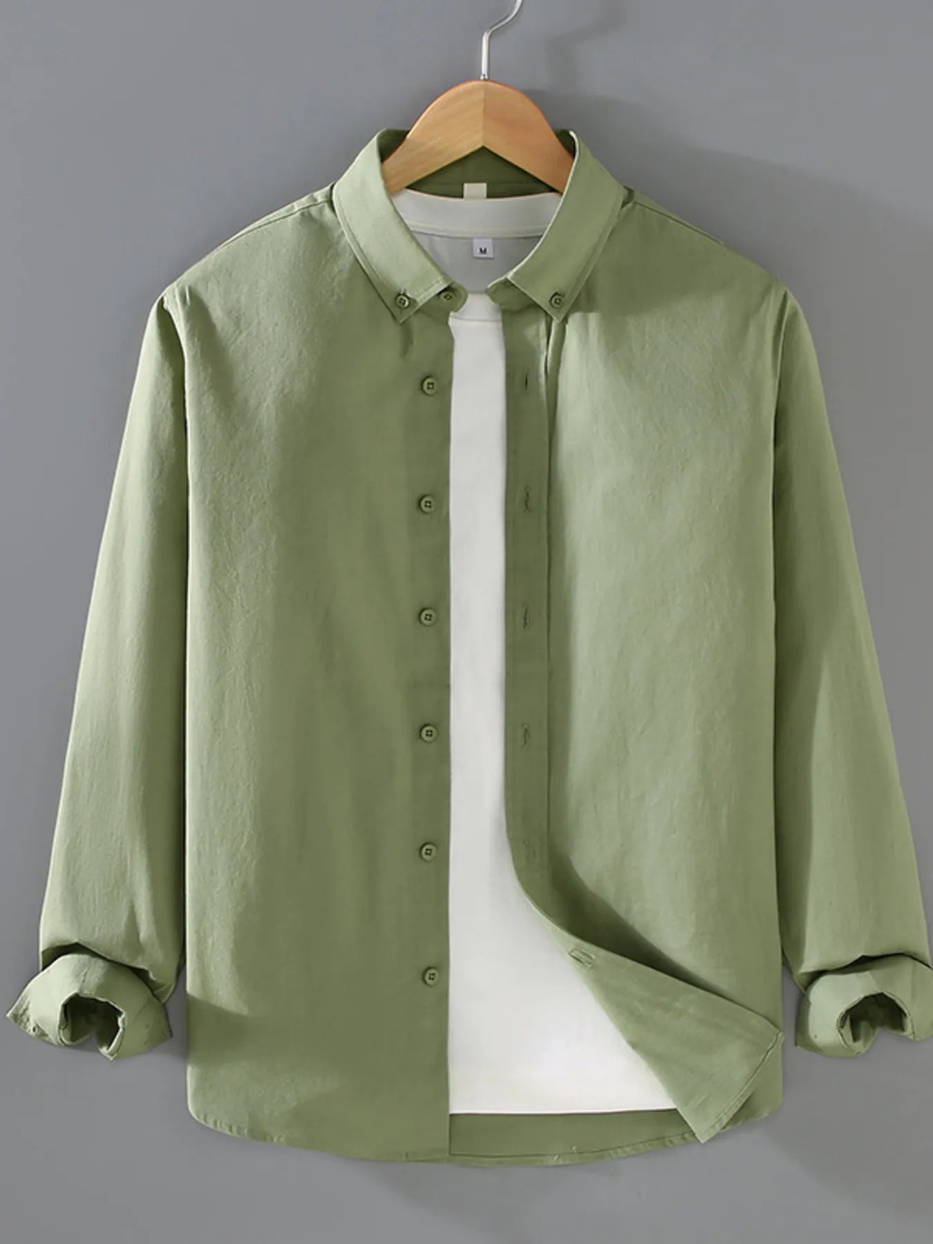 Men's Plus Size Button Up Long Sleeve Shirt - cas7m