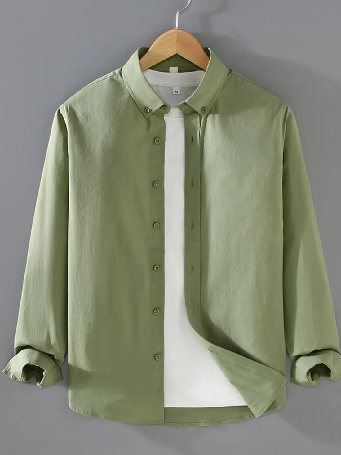 Men's Plus Size Button Up Long Sleeve Shirt - cas7m