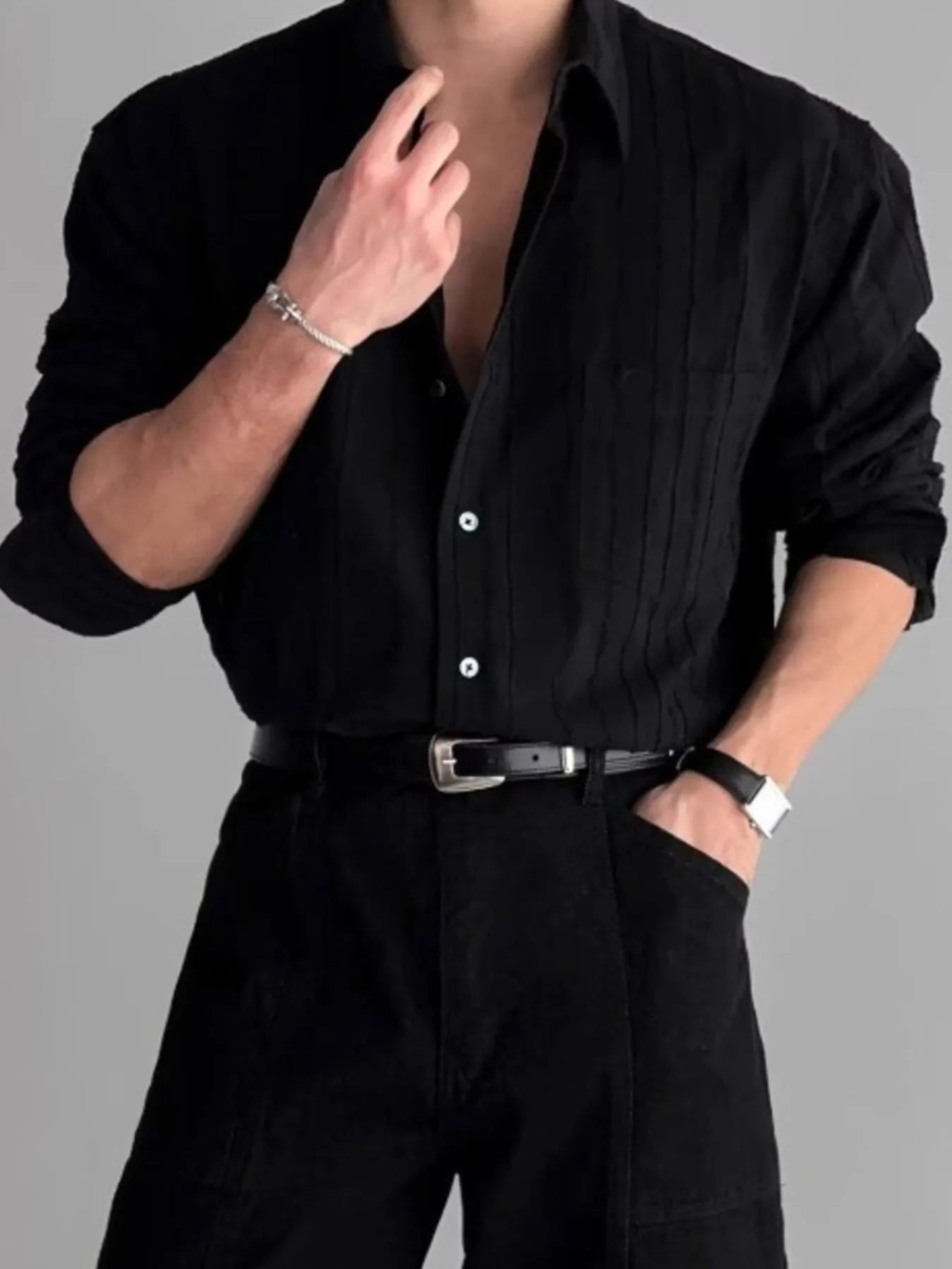 Men's Button Up Long Sleeve Shirt - cas7m