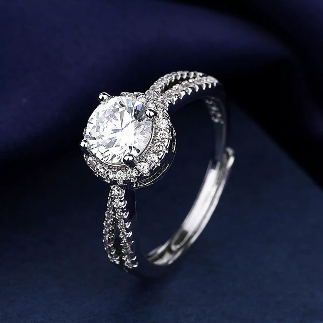 1 Carat 925 Sterling Silver Moissanite Ring - cas7m