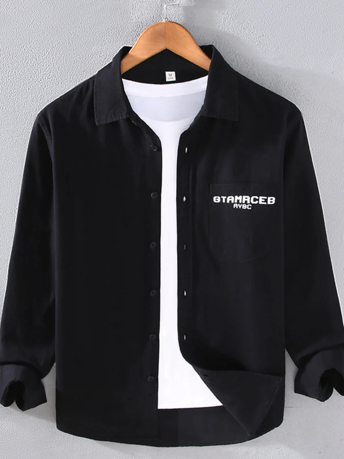 Men's Plus Size Button Up Long Sleeve Shirt - cas7m