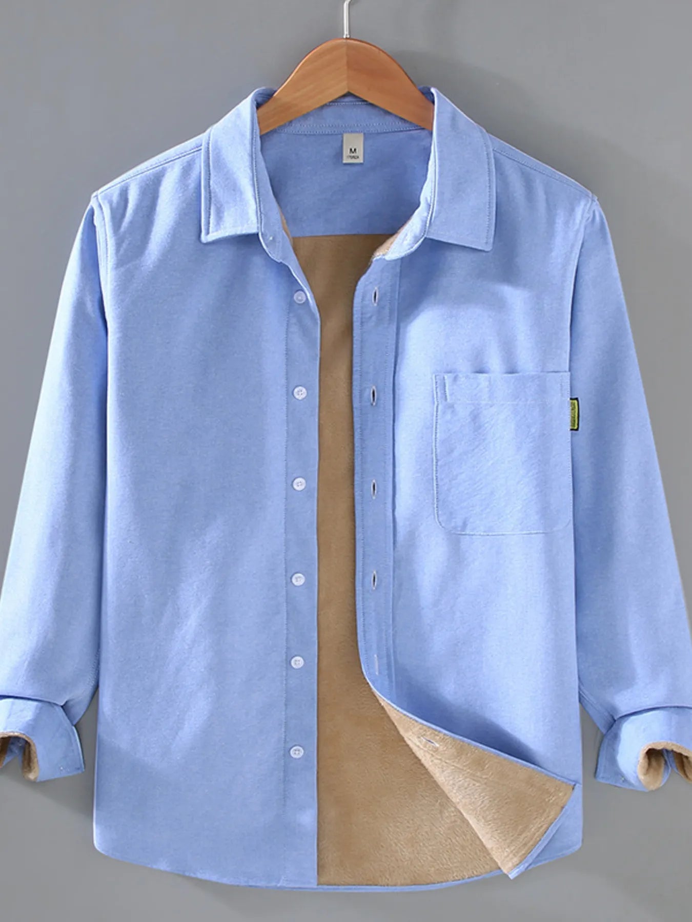 Men's Plus Size Button Up Long Sleeve Shirt - cas7m