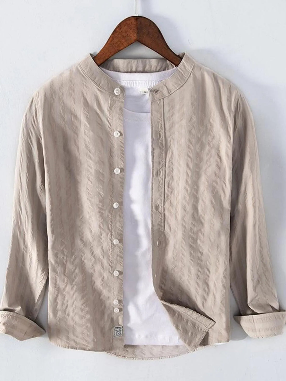 Men's Plus Size Button Up Long Sleeve Shirt - cas7m