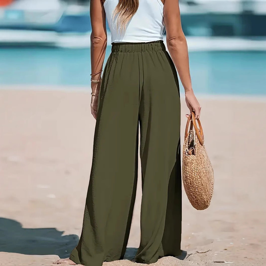 Women's Drawstring Loose Casual Wide-leg Trousers - cas7m