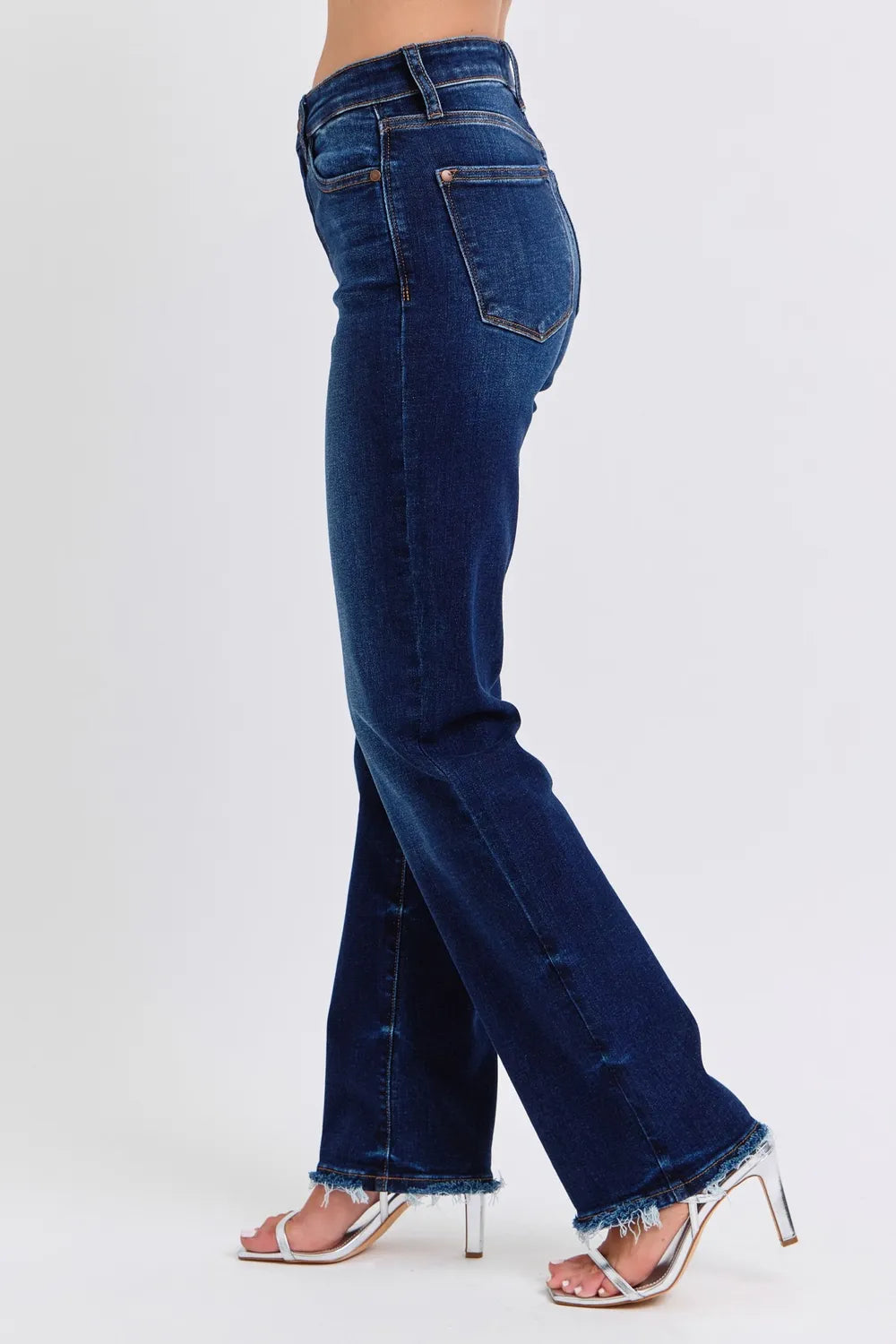 Judy Blue Full Size Raw Hem Straight Leg Jeans - cas7m