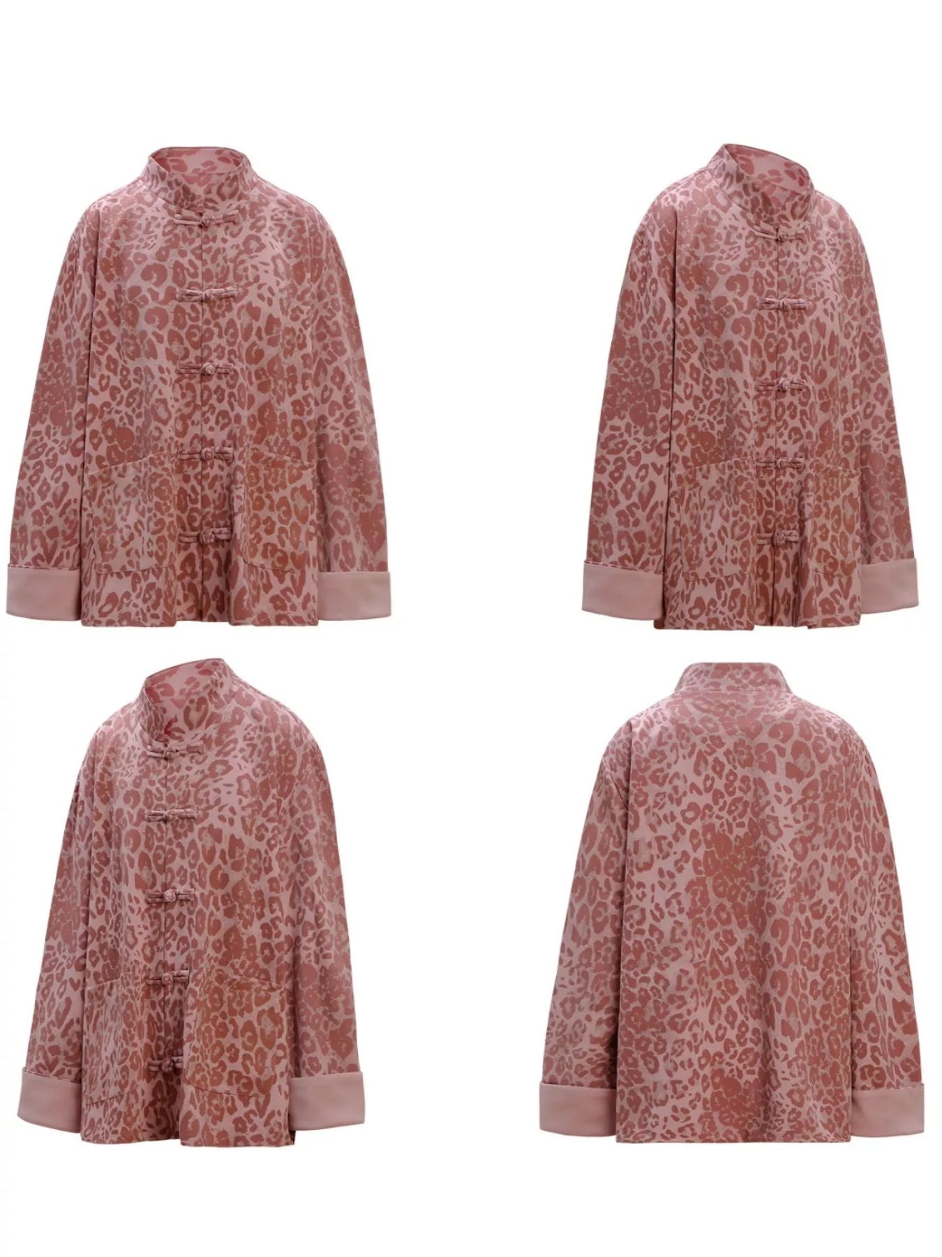 Men's Leopard Button Up Long Sleeve Shirt - cas7m