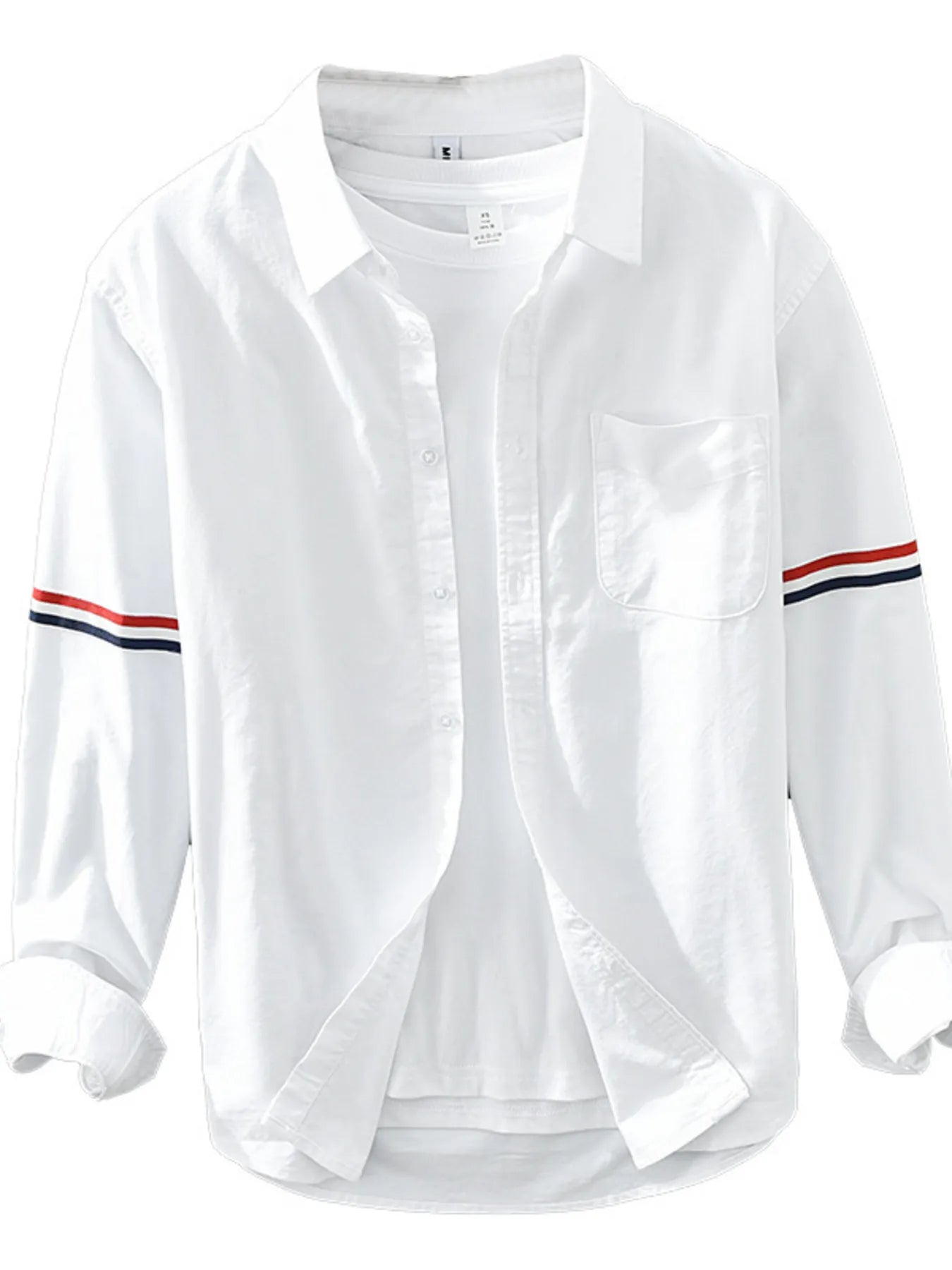 Men's Plus Size Long Sleeve Button-Up Shirt - cas7m