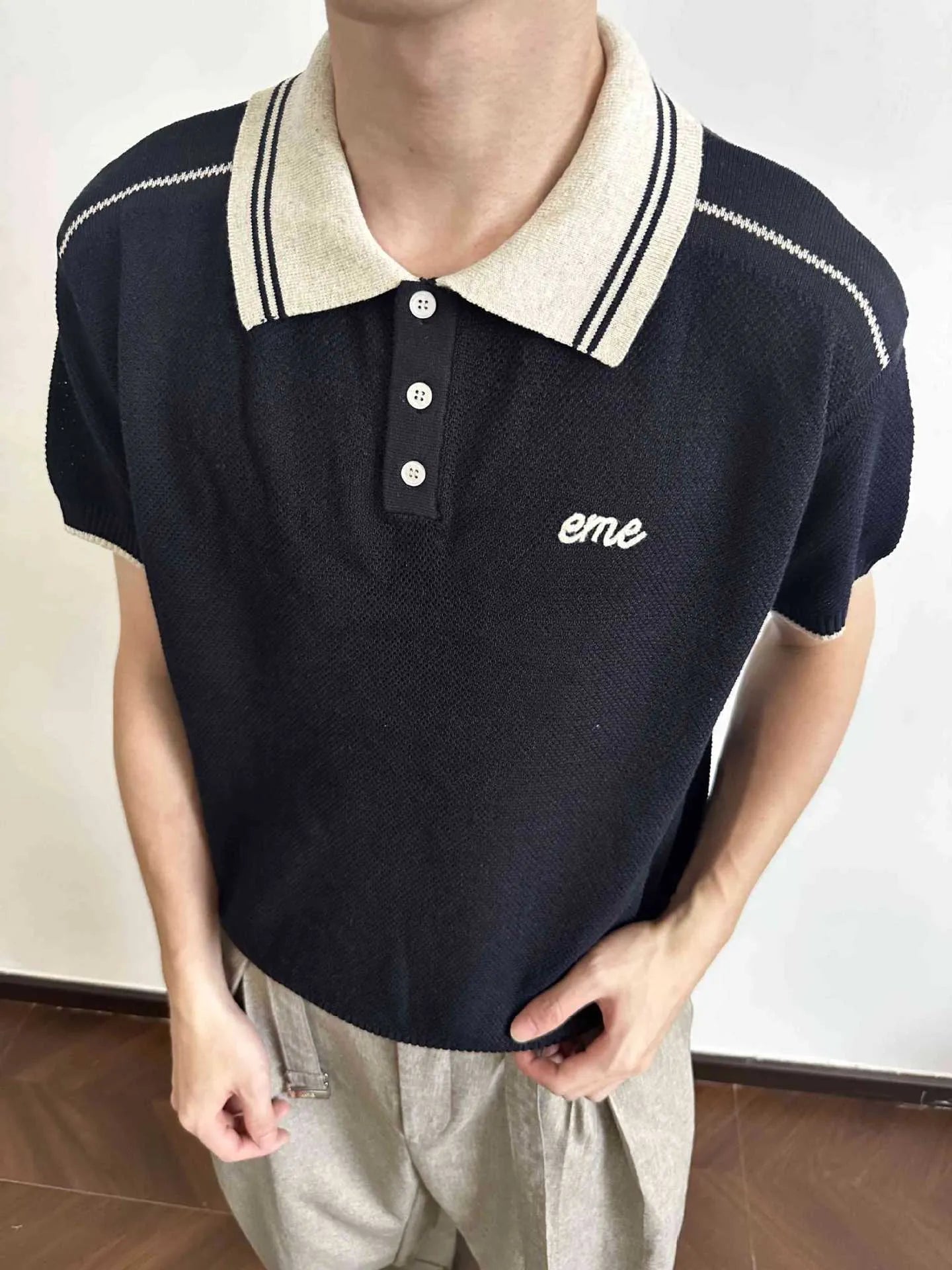 Classic Buttoned Polystretch Top - Comfy Fit & Easy Care - cas7m