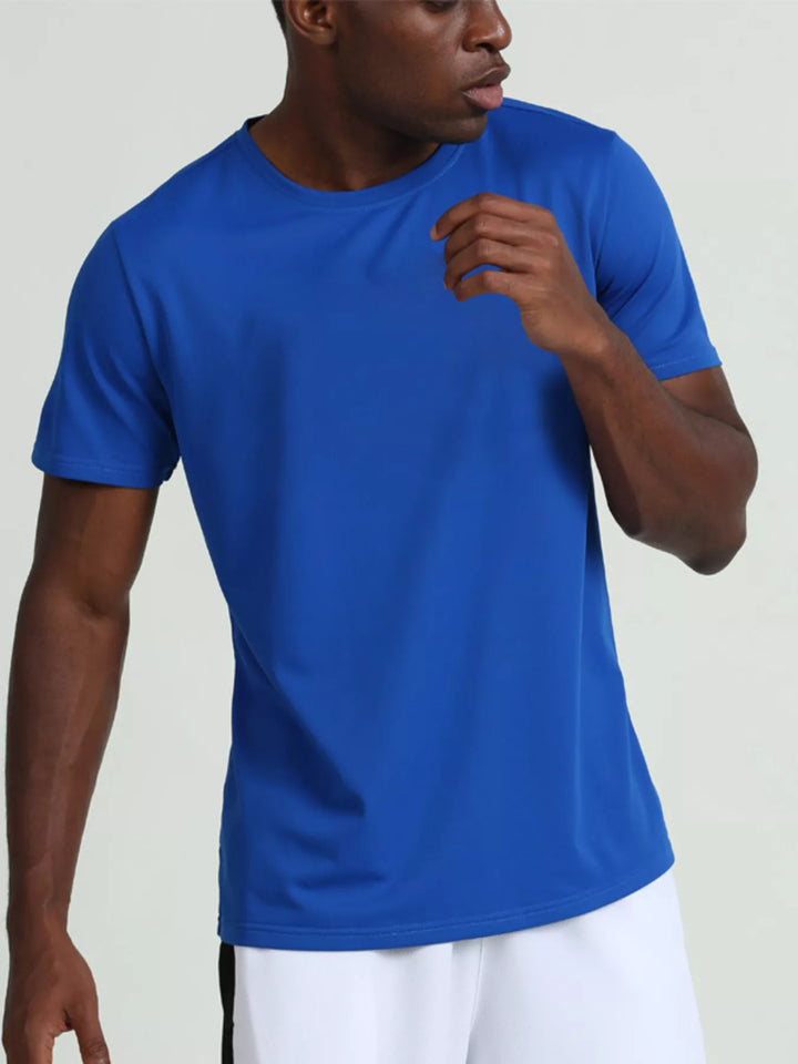 Men's Plus Size Solid Color Round Neck T-Shirt - cas7m