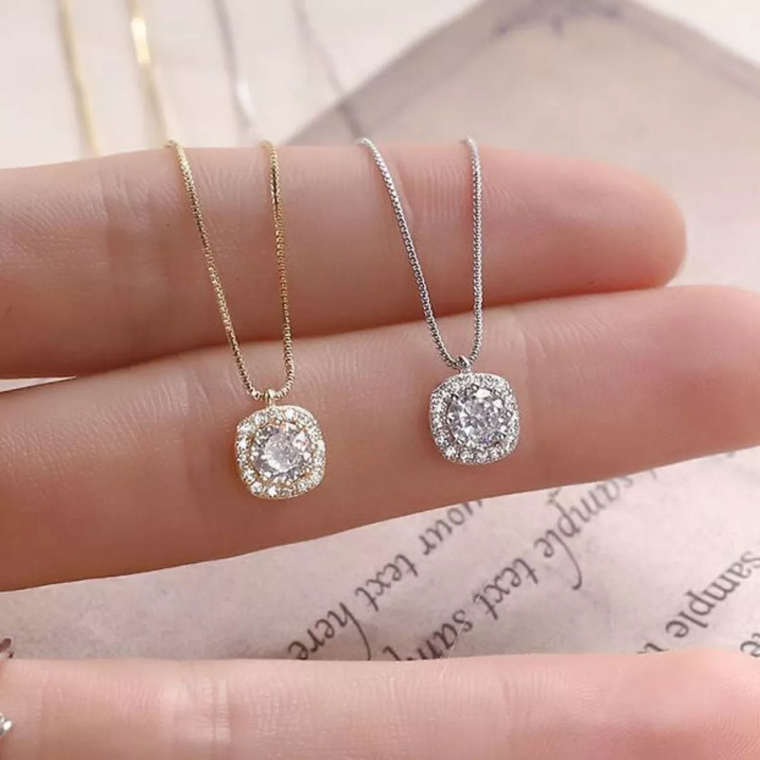 925 Sterling Silver Zircon Pendant Necklace - cas7m