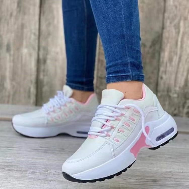 Lace Up Sneakers Women Wedge Heel Running Sports Shoes - cas7m