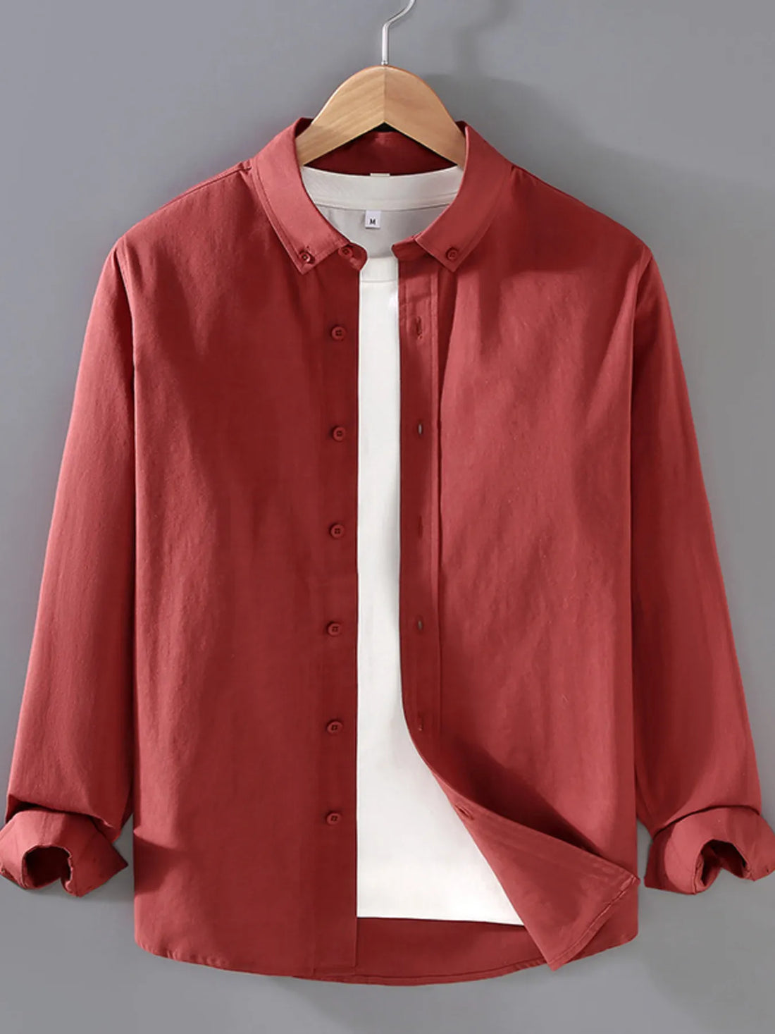 Men's Plus Size Button Up Long Sleeve Shirt - cas7m