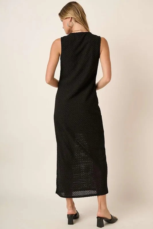 Mittoshop Side Slit Round Neck Sleeveless Dress - cas7m