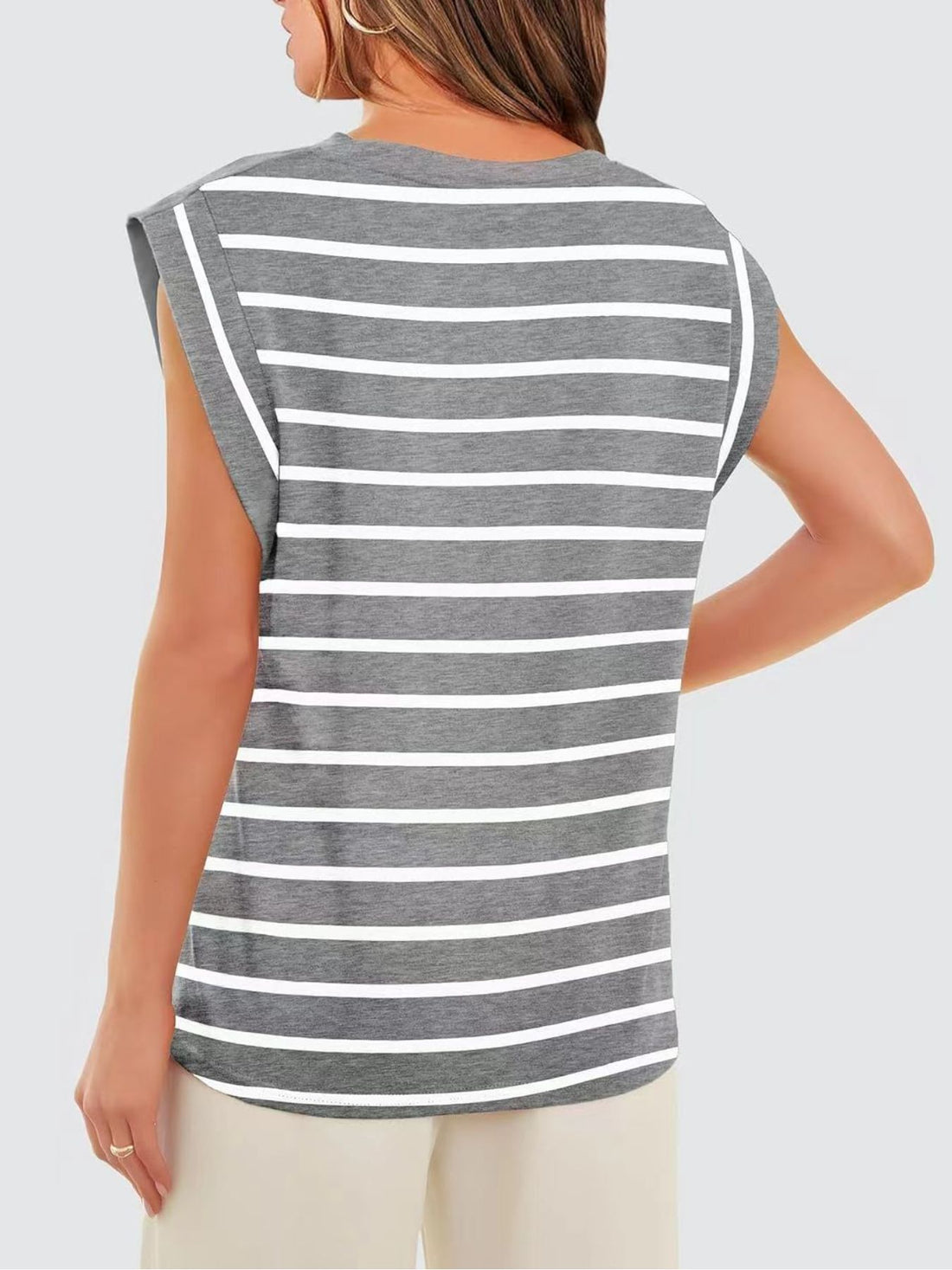 Striped Round Neck Tank - cas7m