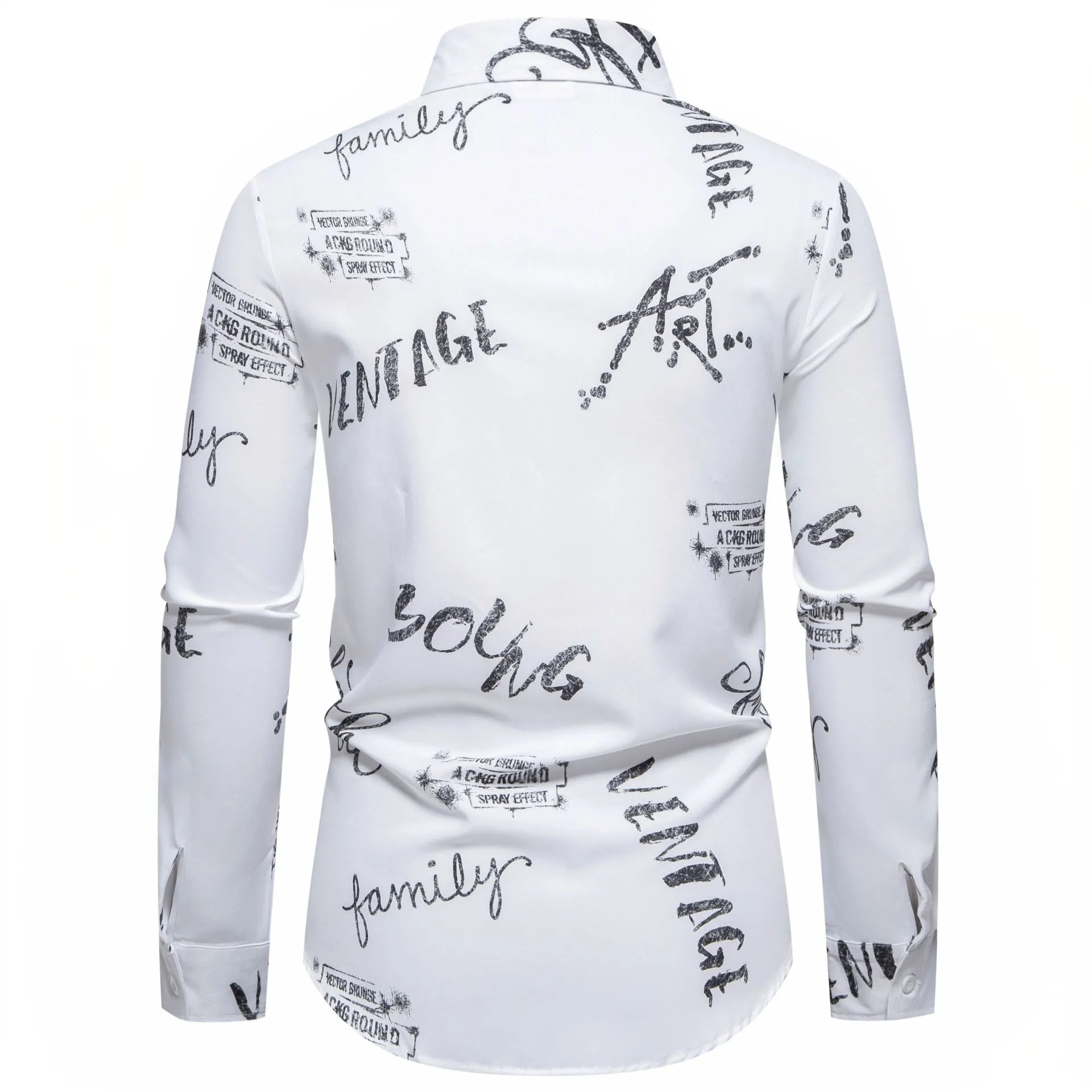 Men's Printed Long Sleeve Button-Up Shirt - cas7m