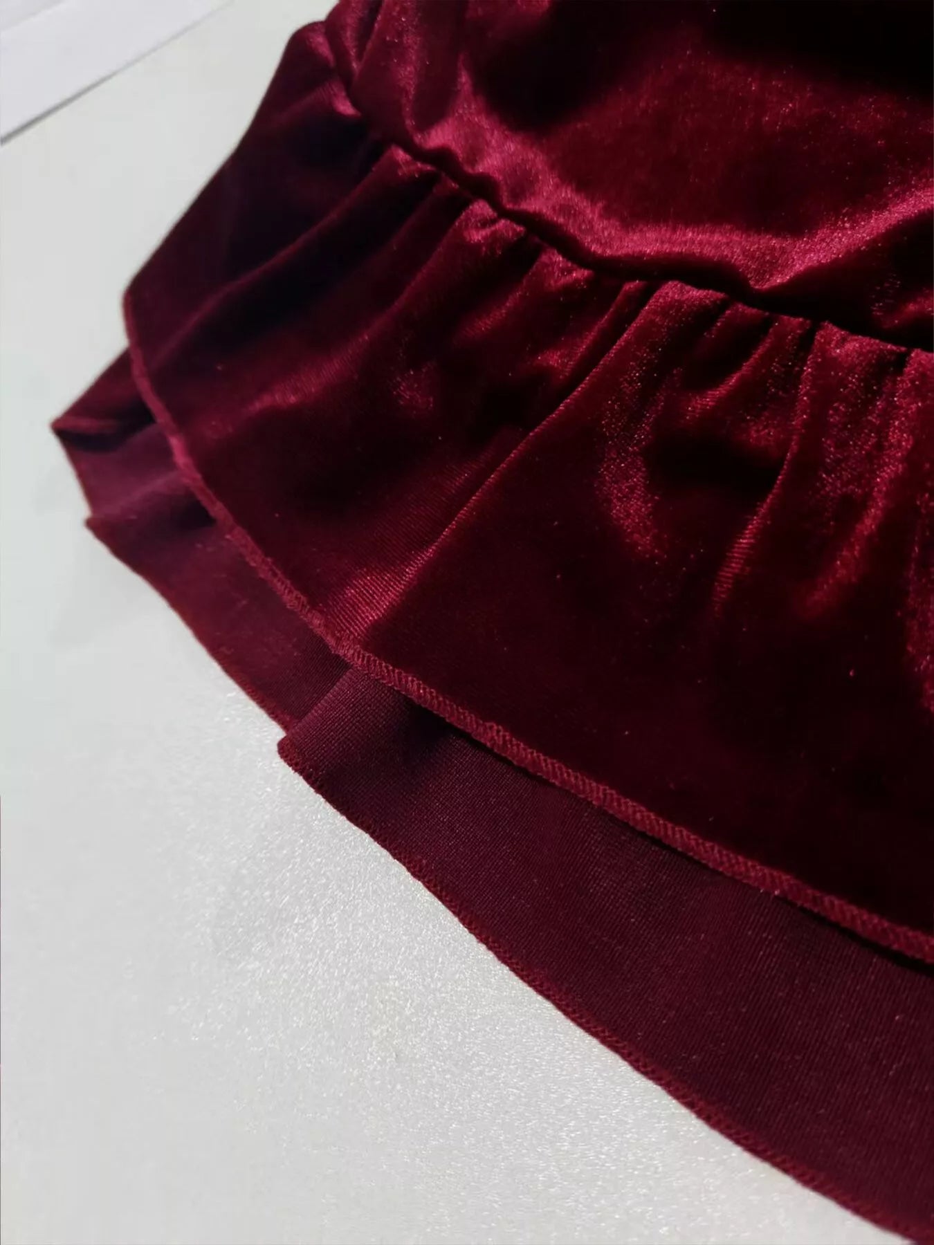 Plus Size Ruffled Velvet Elastic Waist Skirt - cas7m