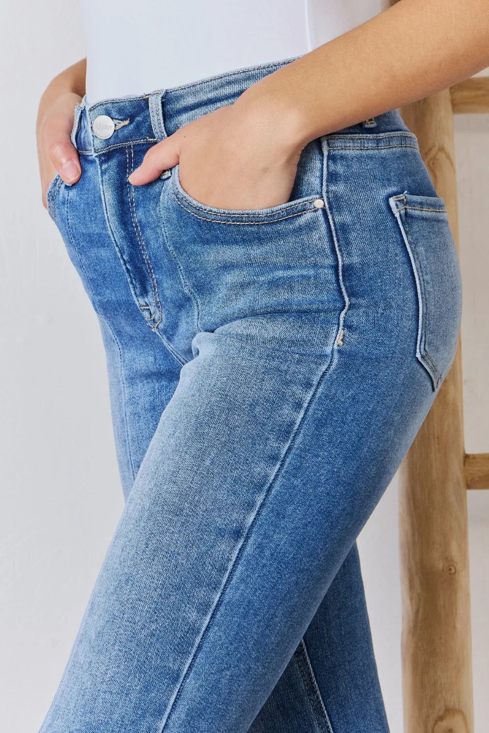 RISEN Full Size High Rise Ankle Flare Jeans - cas7m