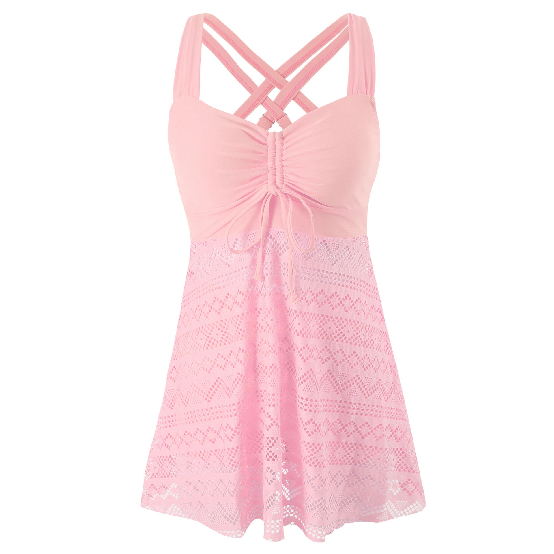 Korean Version Of Solid Color Lace One-piece Swimsuit - cas7m