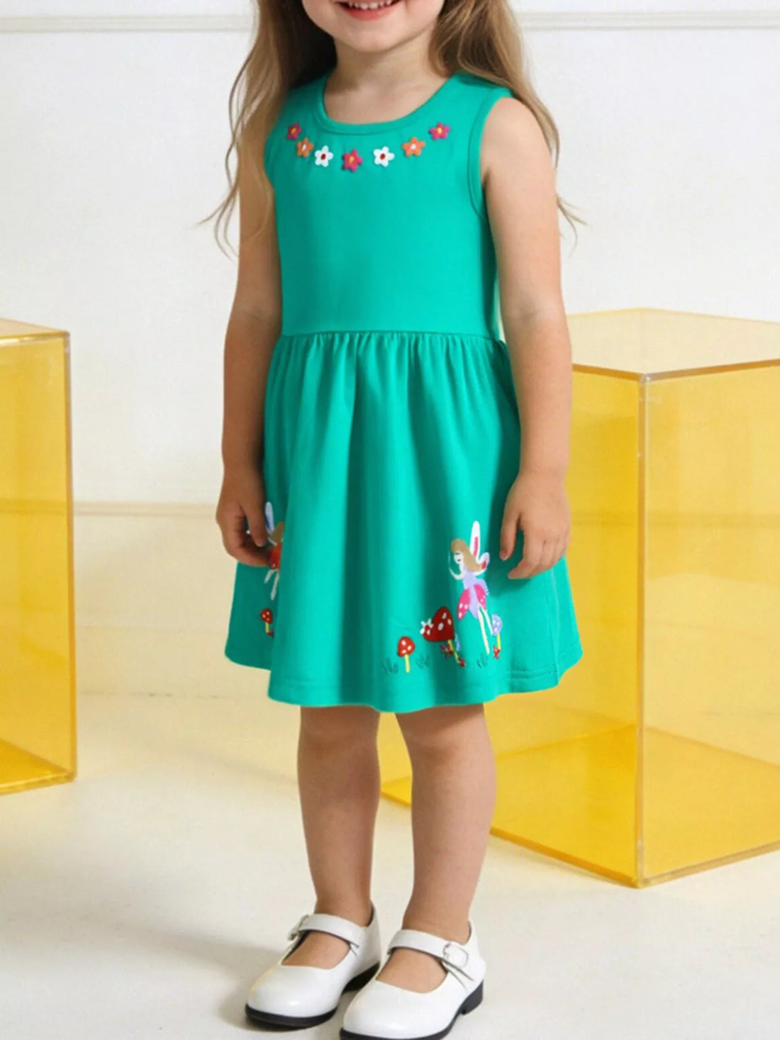 Children's Sleeveless Embroidered Casual Dress - cas7m
