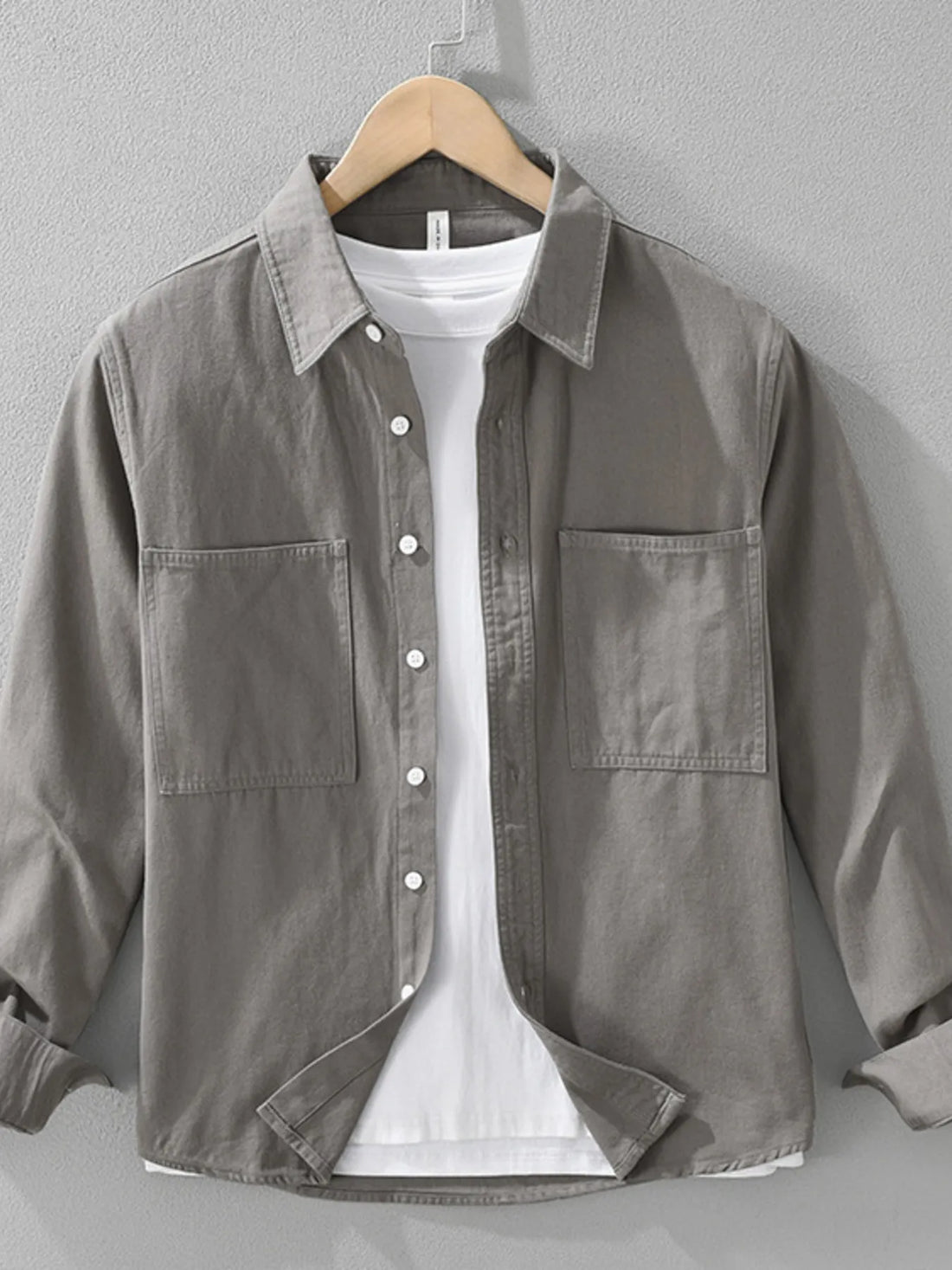 Men's Plus Size Button Detail Long Sleeve Shirt - cas7m