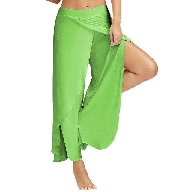 Wide Leg Split Harem Pants - cas7m