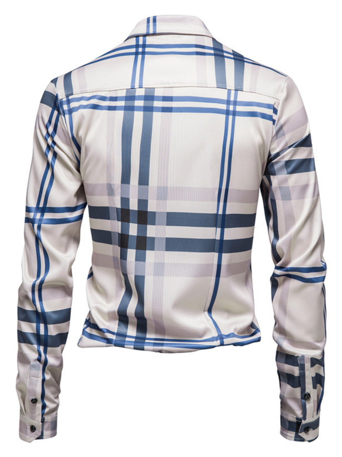 Men's Plaid Button Up Long Sleeve Shirt - cas7m